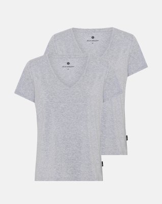 T-shirt v-neck 2-pak | Bambusviskose | Grå -JBS of Denmark Women