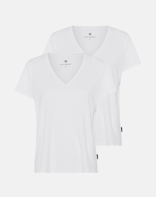 T-shirt v-neck 2-pak | Bambusviskose | Hvid -JBS of Denmark Women