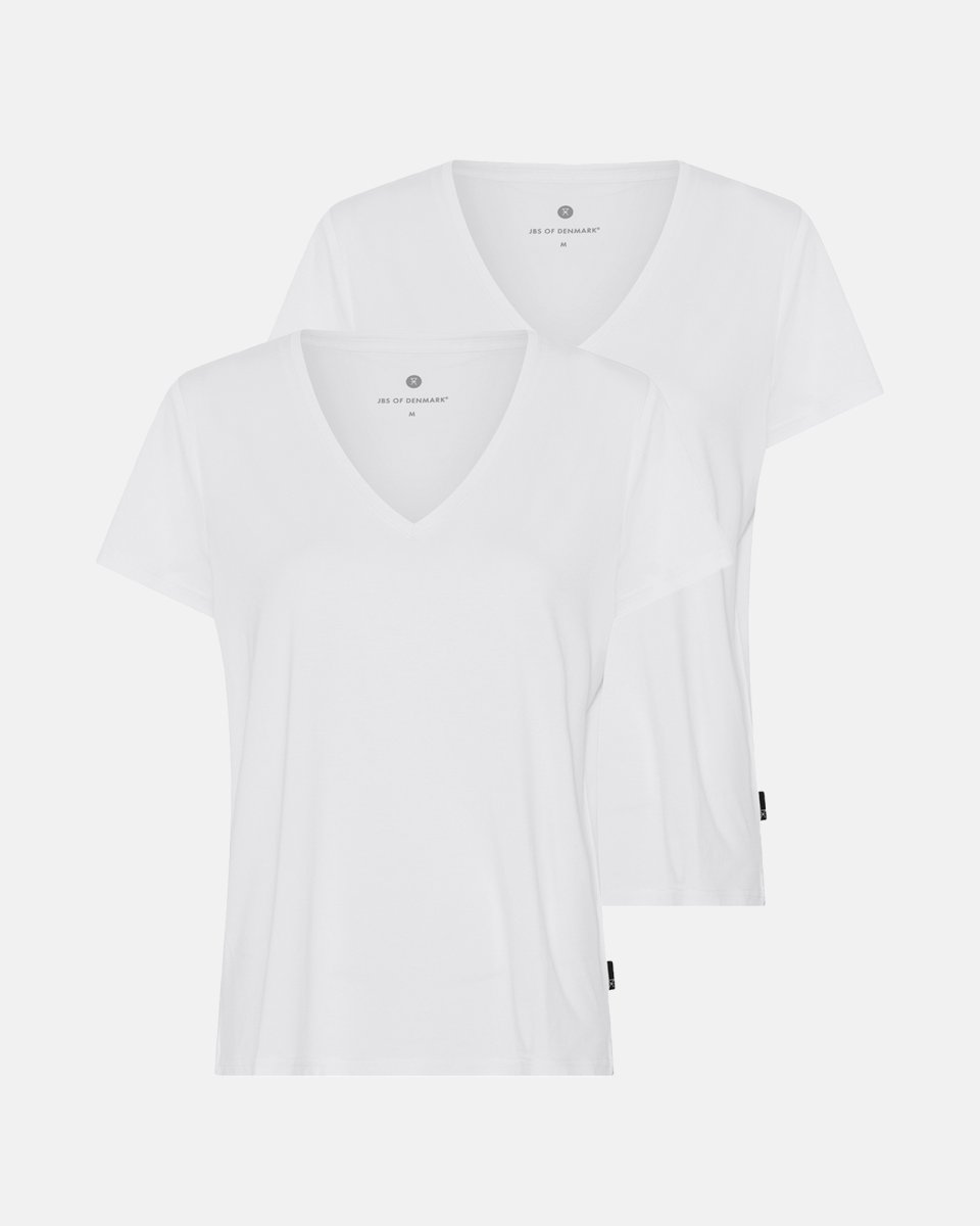 JBS of Denmark Women T-shirt v-neck 2-pak | Bambusviskose | Hvid - XL