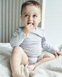 Langærmet body, 4-pak, Bambusviskose, Lysegrå