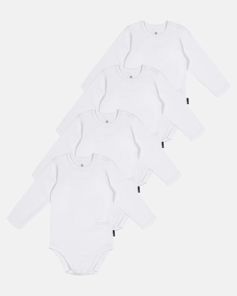 JBS of Denmark Kids Langærmet body | 4-pak | Bambusviskose | Hvid - 68
