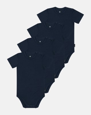 Kortærmet body, 4-pak, Bambusviskose, Navy