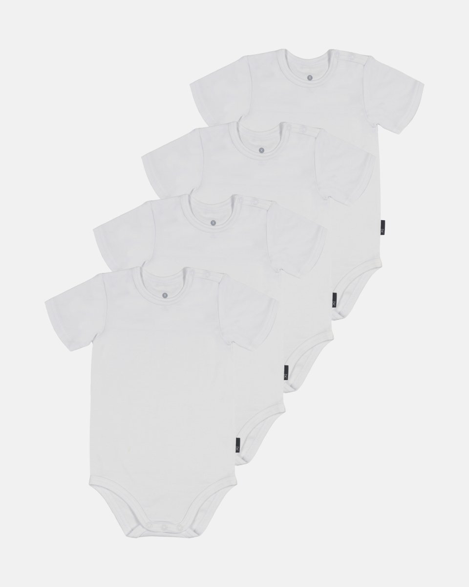 JBS of Denmark Kids Kortærmet body | 4-pak | Bambusviskose | Hvid - 68