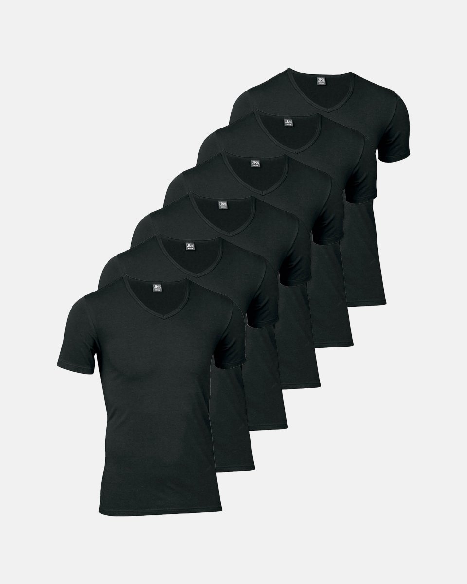 JBS T-shirt "v-neck" 6-pak | Økologisk bomuld | Sort - S