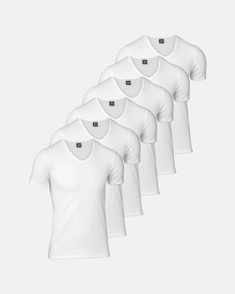 JBS T-shirt "v-neck" 6-pak | Økologisk bomuld | Hvid - S