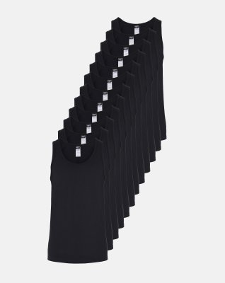 Tanktop "singlet" 12-pak | Økologisk bomuld | Sort -Claudio