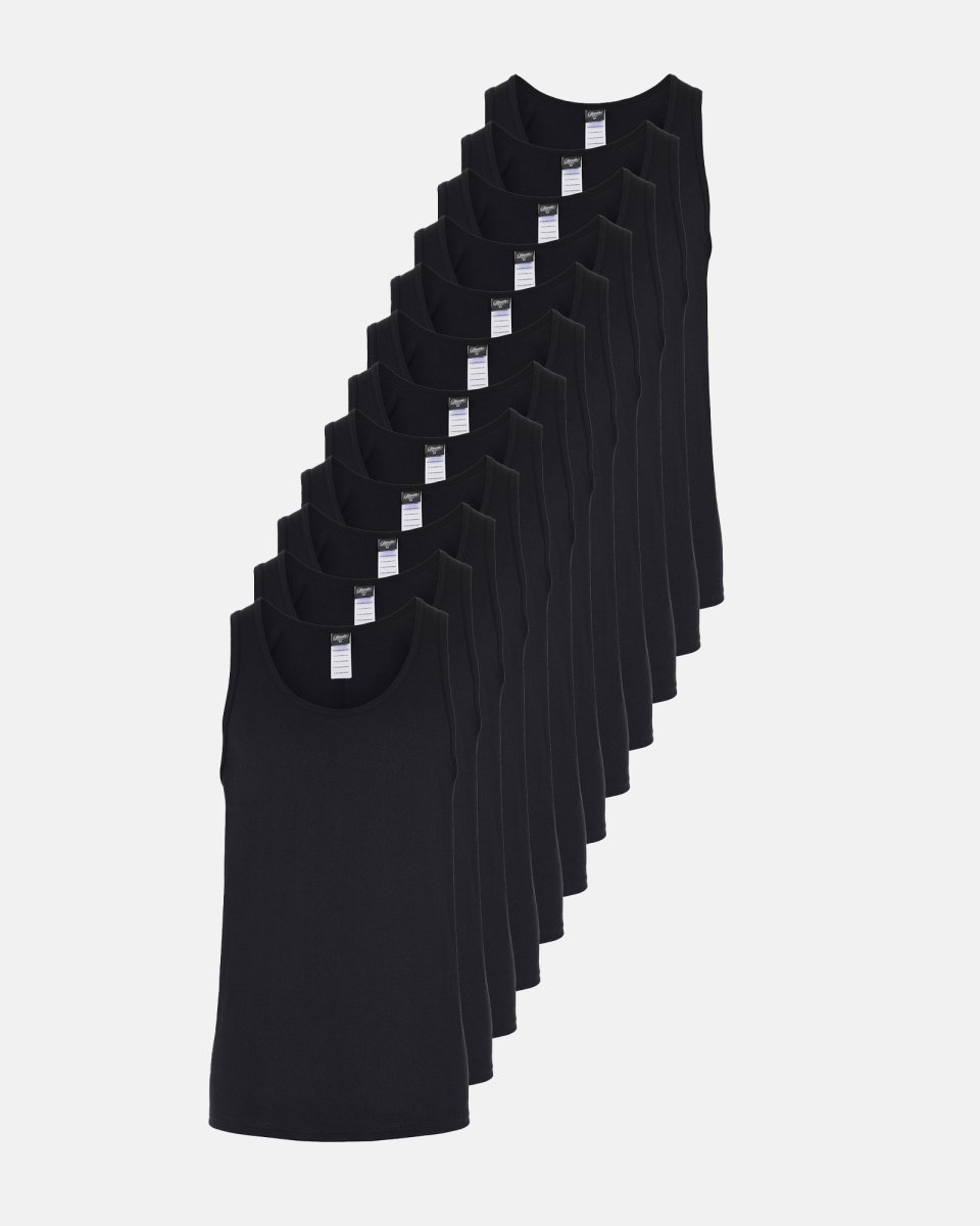 Claudio Tanktop "singlet" 12-pak | Økologisk bomuld | Sort - M