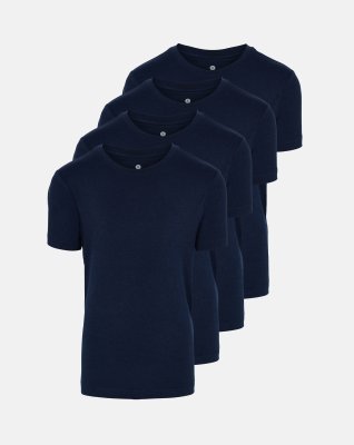 T-shirt o-neck "kids", 4-pak, Bambusviskose, Navy