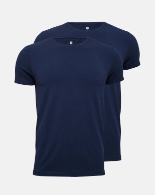 T-shirt o-neck 2-pak, Bambusviskose, Marine