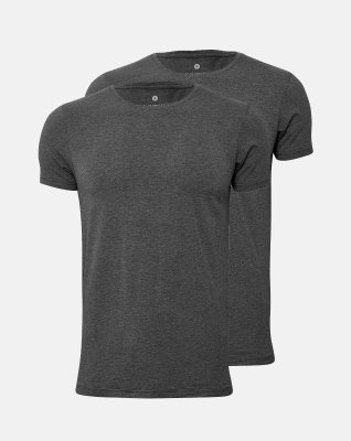 T-shirt o-neck 2-pak, Bambusviskose, Mørk grå