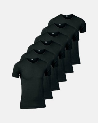 T-shirt "o-neck" 6-pak, Økologisk bomuld, Sort