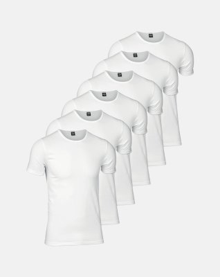 T-shirt "o-neck" 6-pak, Økologisk bomuld, Hvid