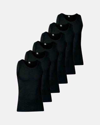 Tanktop 6-pak, Økologisk bomuld, Sort