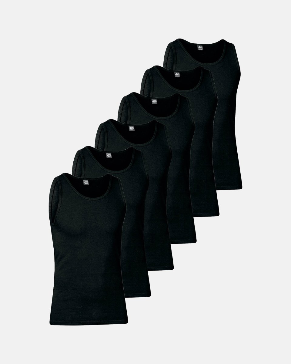 JBS Tanktop 6-pak | Økologisk bomuld | Sort - S