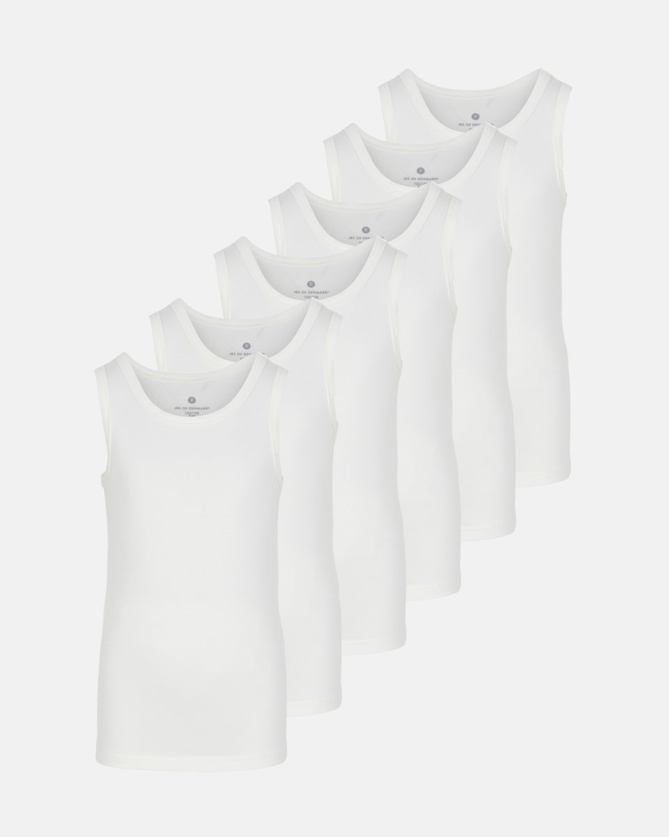 JBS of Denmark Kids Singlet "kids | 6-pak | Bambusviskose | Hvid - 7/8