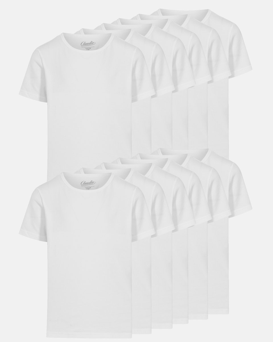 Claudio T-shirt "kids" 12-pak | Økologisk bomuld | Hvid - 7/8