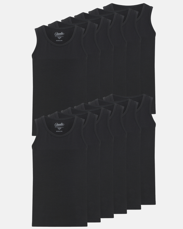 Tanktop "singlet" 12-pak | Økologisk bomuld | Sort