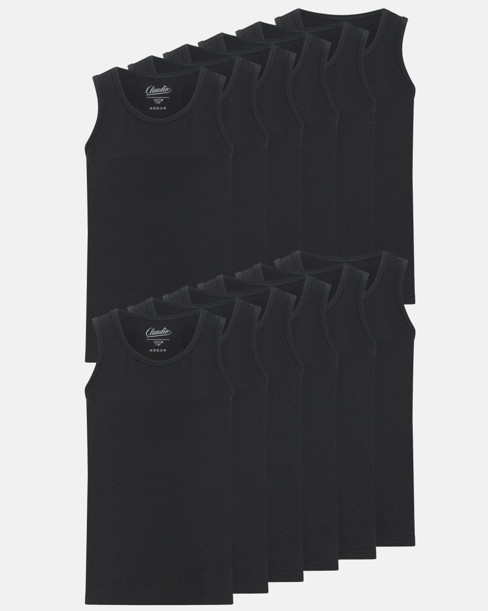 Claudio Tanktop "kids" 12-pak | Økologisk bomuld | Sort - 3/4