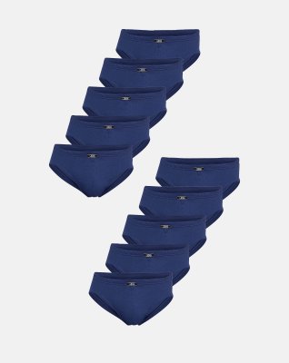 Briefs "mini slip" 10-pak, 100% økologisk bomuld, Navy