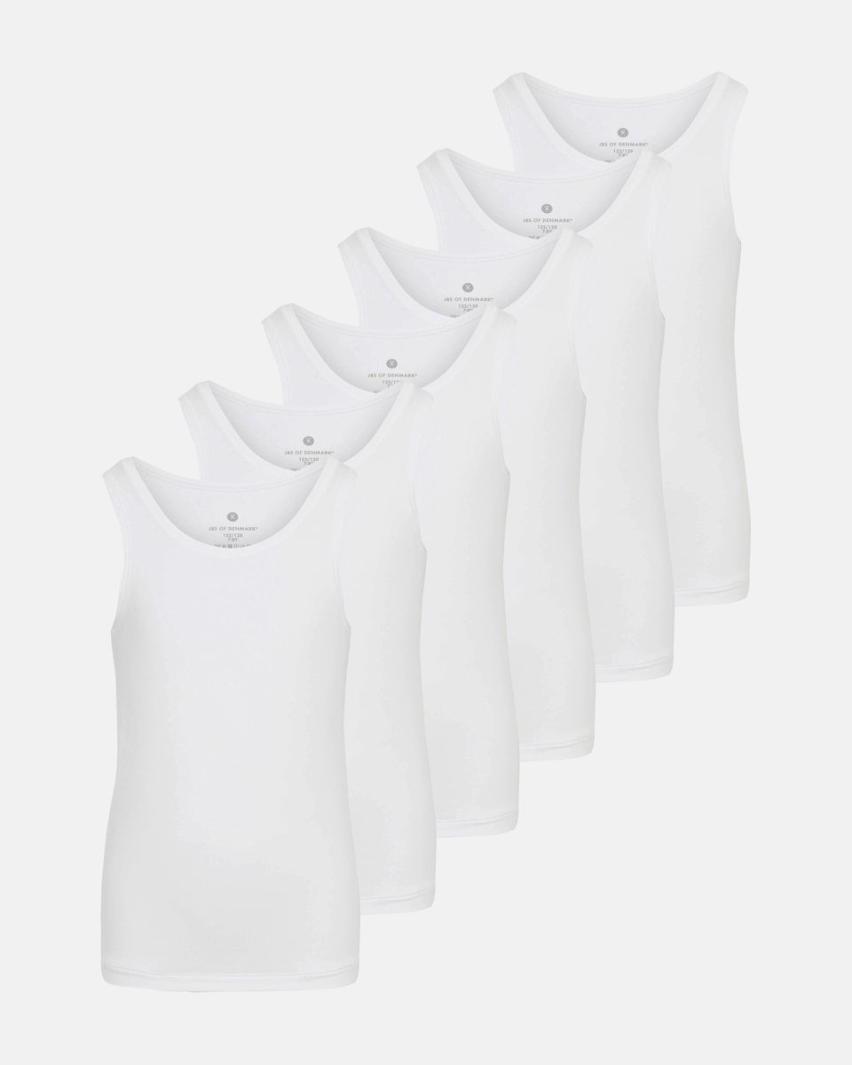 JBS of Denmark Kids Singlet "kids" | 6-pak | Bambusviskose | Hvid - 13/14