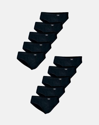 Briefs "mini slip" 10-pak, 100% økologisk bomuld, Sort