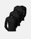 Langærmet t-shirt "grandad" 3-pak | 100% bomuld | Sort -JBS