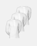 Langærmet t-shirt "grandad" 3-pak | 100% bomuld | Hvid -JBS