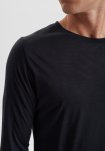 Langærmet t-shirt, 100% merino uld, Sort