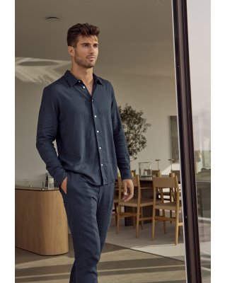 Skjorte, Hør/bambusviskose, Navy