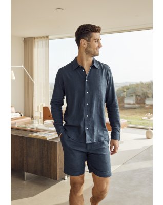 Shorts, Hør/bambusviskose, Navy
