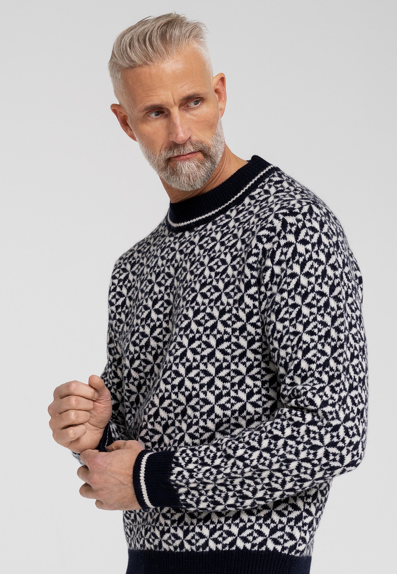 Pullover "strik" | 100% uld | Blå -Dovre Pullover "strik" | 100% uld | Blå -Dovre