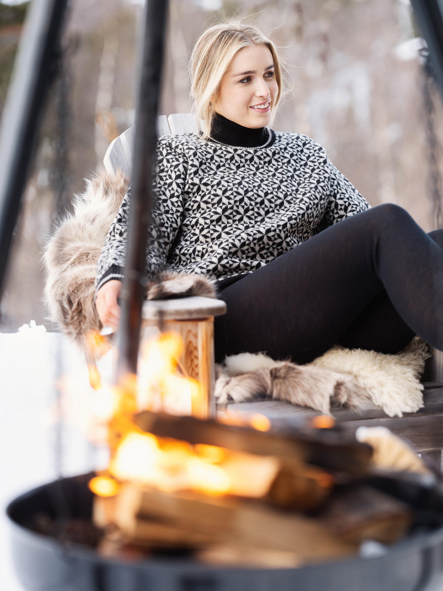 Pullover "strik" | 100% uld | Blå -Dovre Pullover "strik" | 100% uld | Blå -Dovre