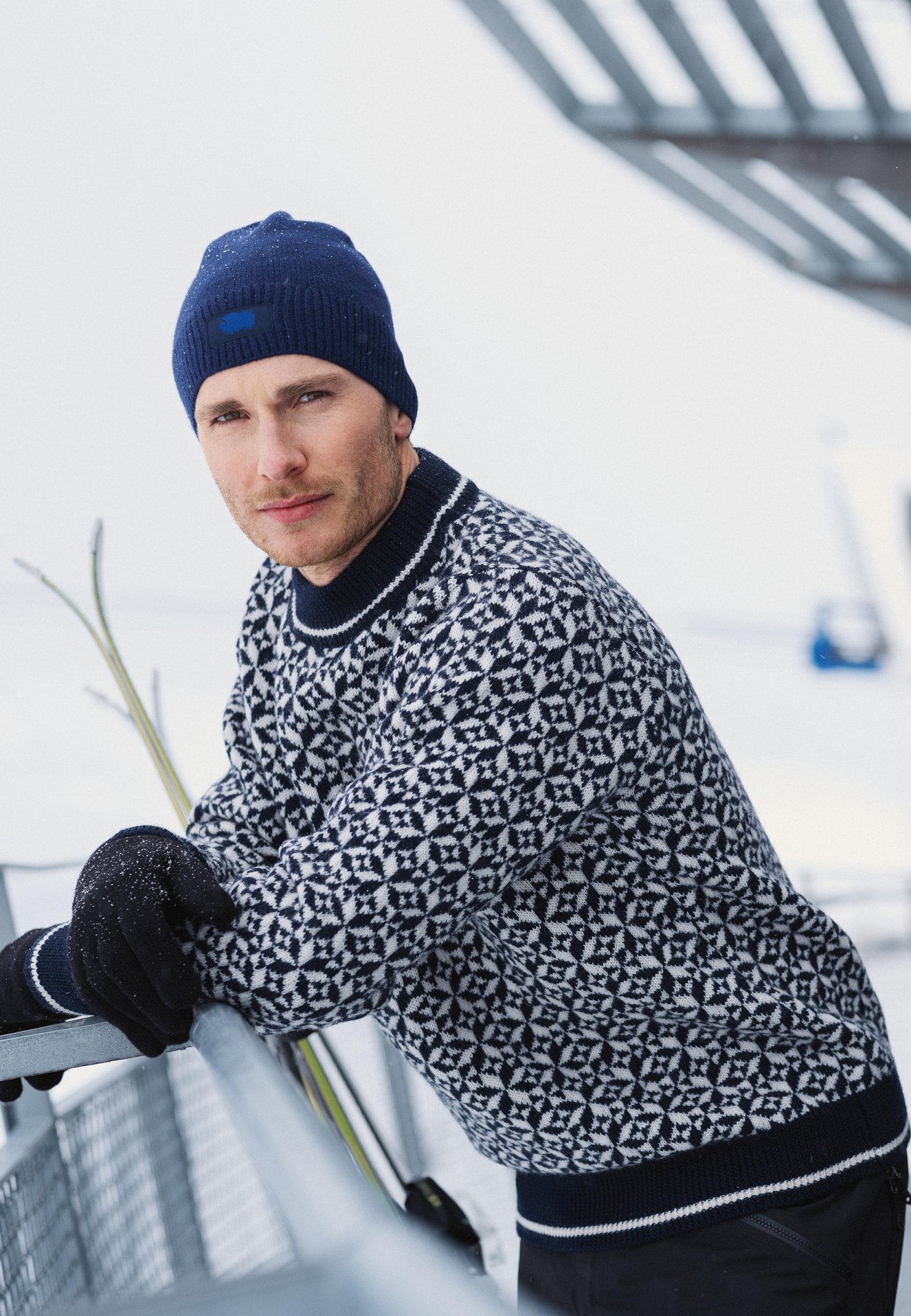 Pullover "strik" | 100% uld | Blå -Dovre Pullover "strik" | 100% uld | Blå -Dovre