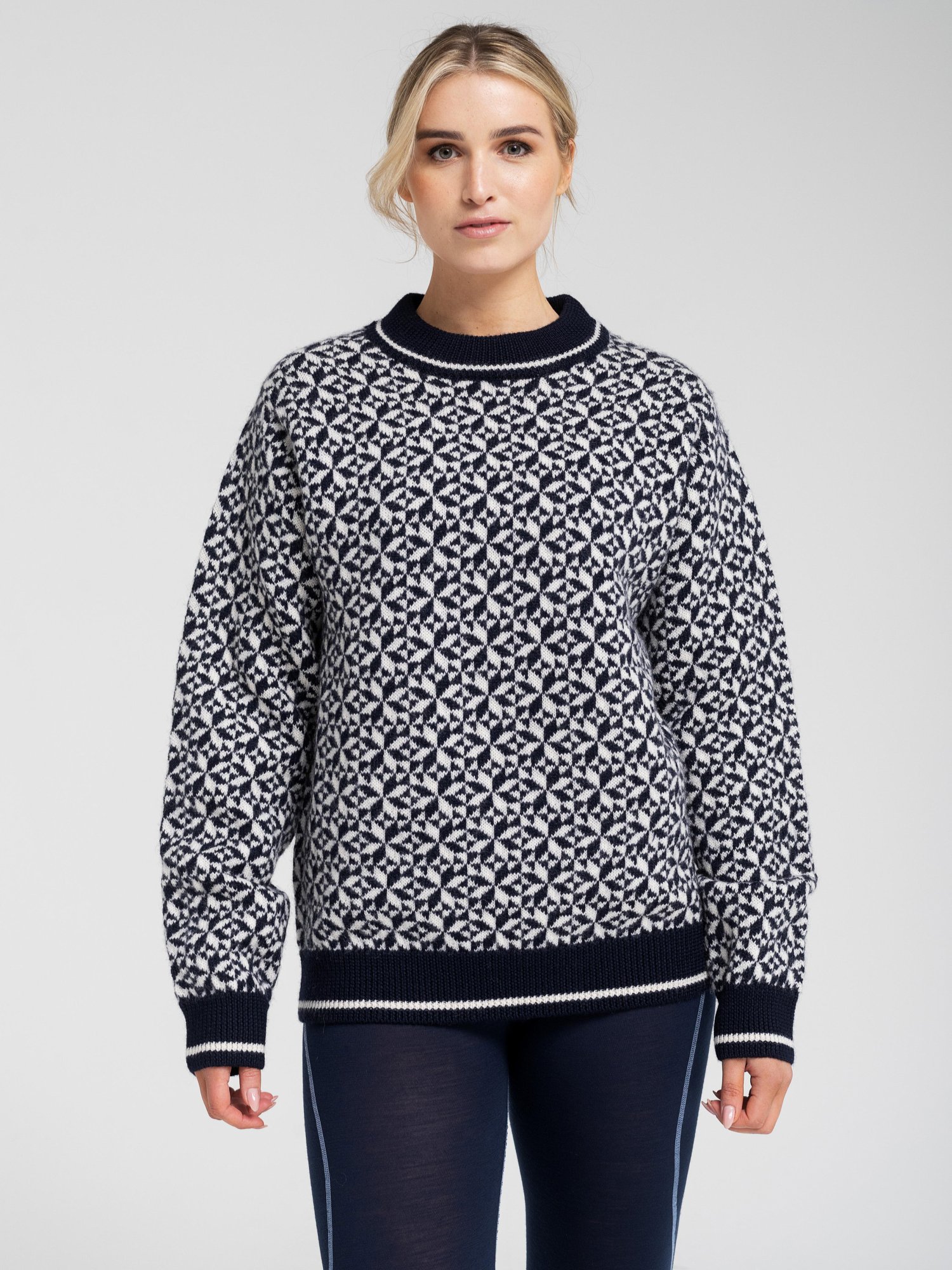 Pullover "strik" | 100% uld | Blå -Dovre Pullover "strik" | 100% uld | Blå -Dovre