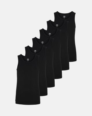 Tanktop "kids" 6-pak, Bambusviskose, Sort