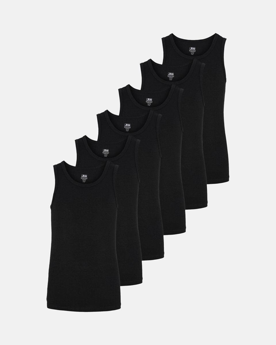 JBS Tanktop "kids" 6-pak | Bambusviskose | Sort - 7/8