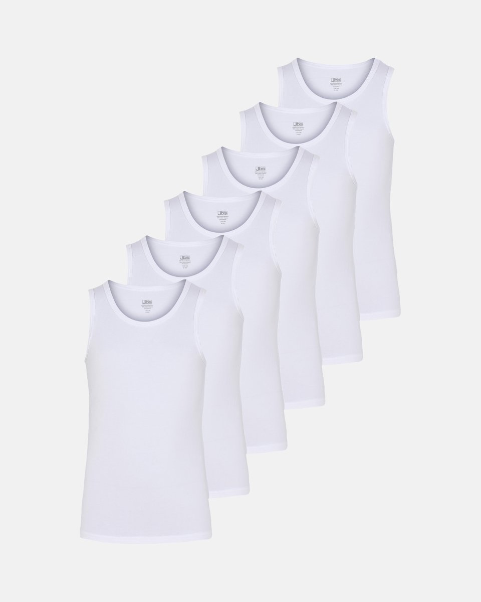 JBS Tanktop "kids" 6-pak | Bambusviskose | Hvid - 7/8