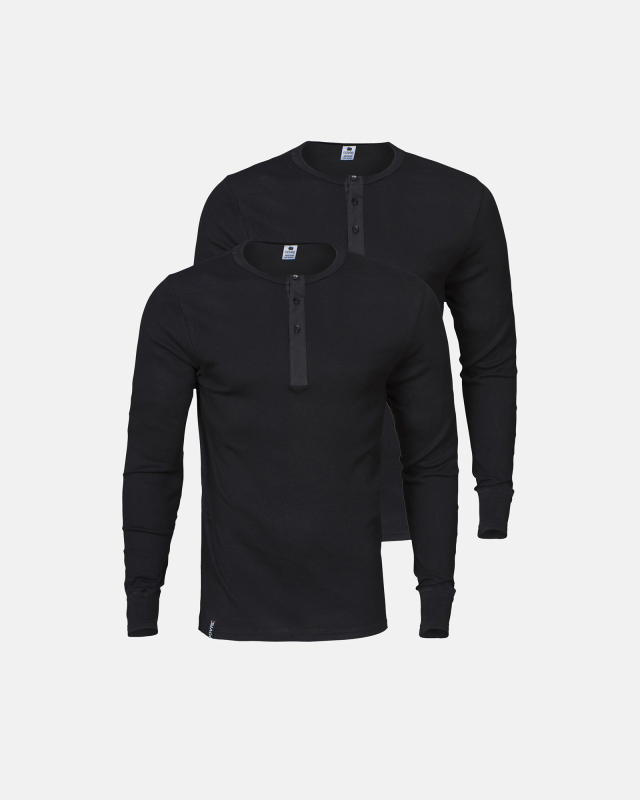 Langærmet t-shirt "Grandad" 2-pak | 100% økologisk bomuld | Sort
