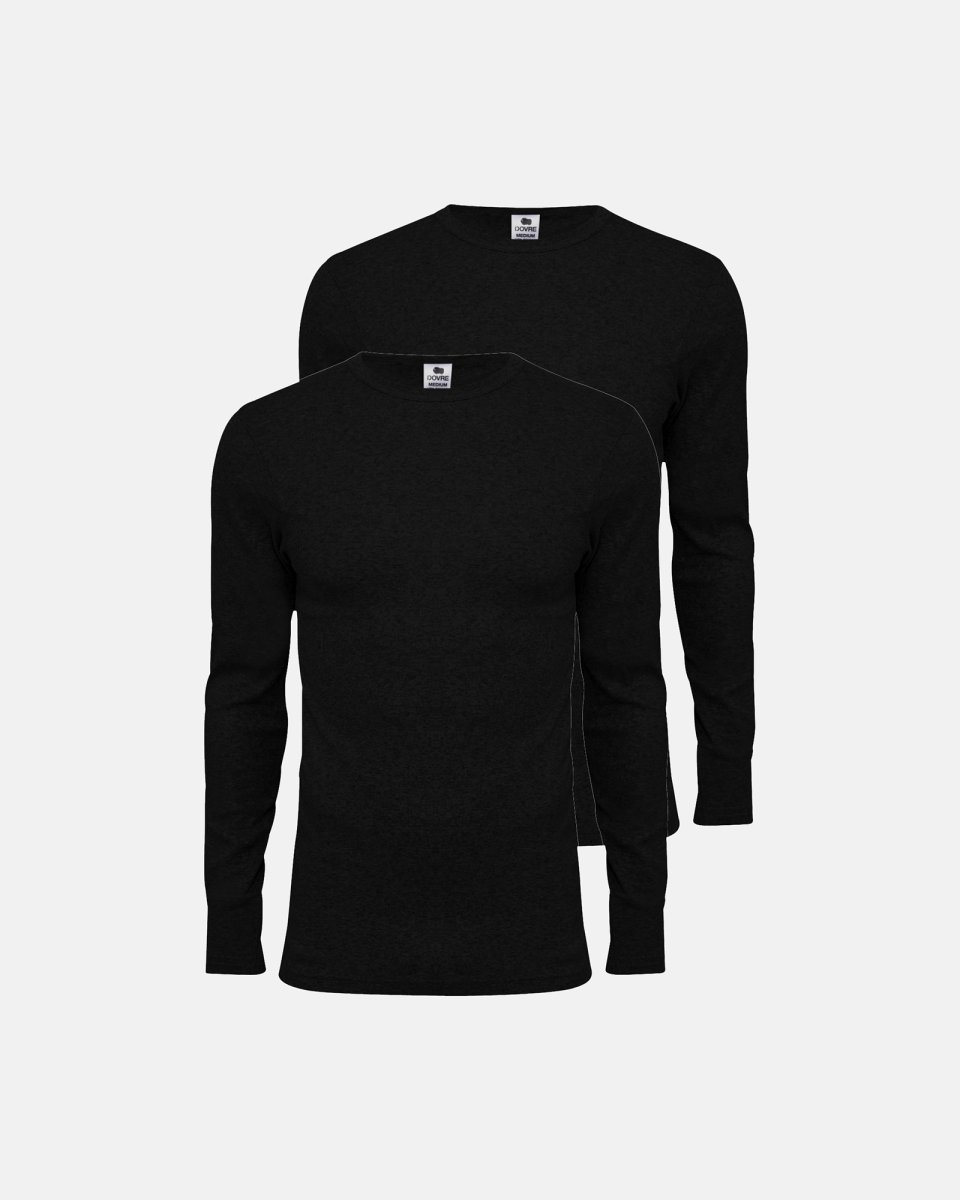 Dovre Langærmet t-shirt 2-pak | 100% økologisk bomuld | Sort - S