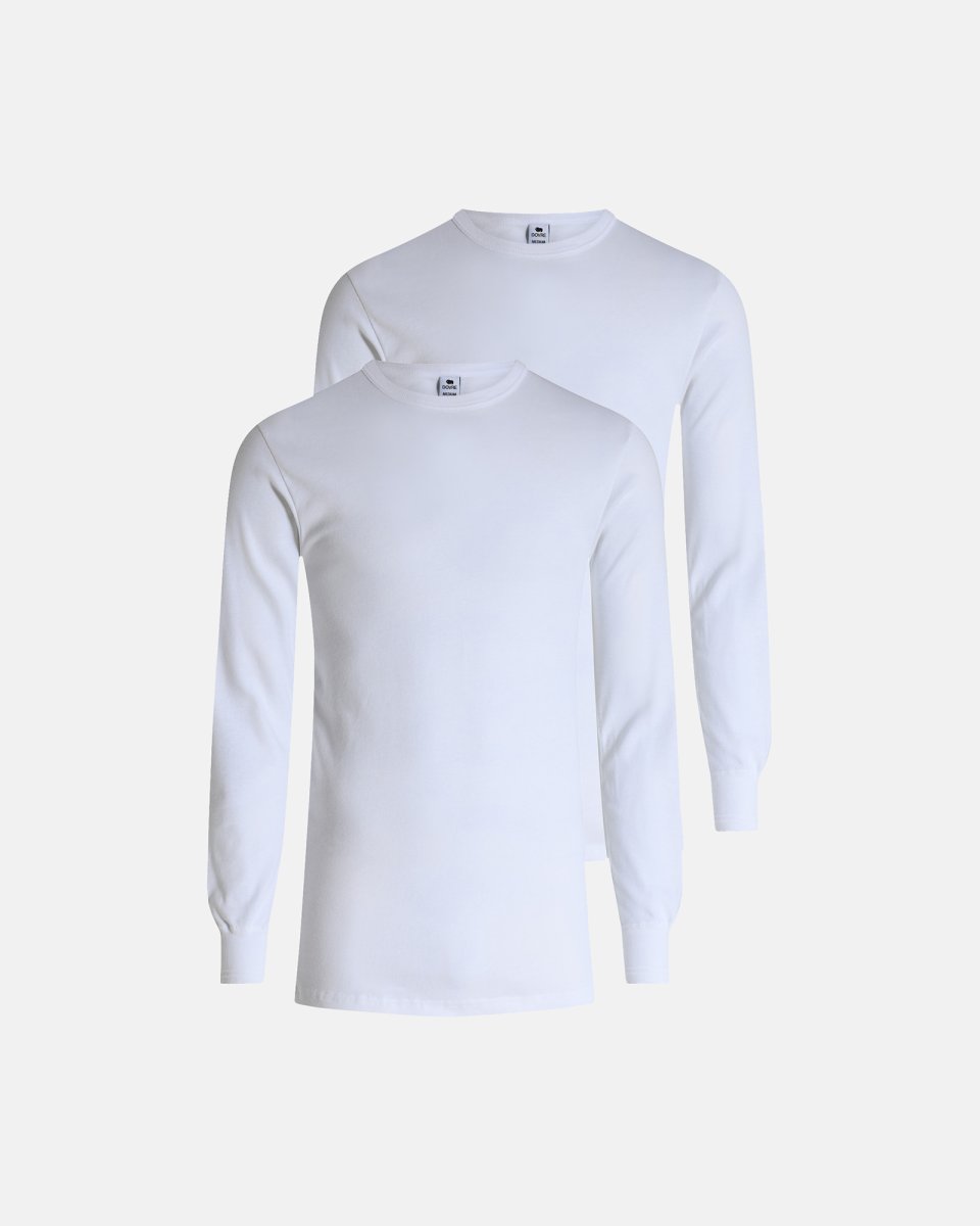 Dovre Langærmet t-shirt 2-pak | 100% økologisk bomuld | Hvid - S