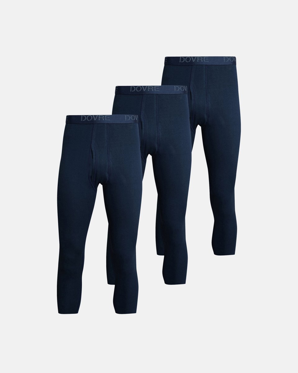 Dovre Long johns m. gylp "3/4 længde" 3-pak | 100% økologisk bomuld | Navy - S