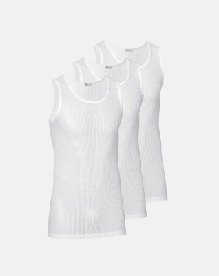 Tanktop "mesh" 3-pak, 100% bomuld, Hvid