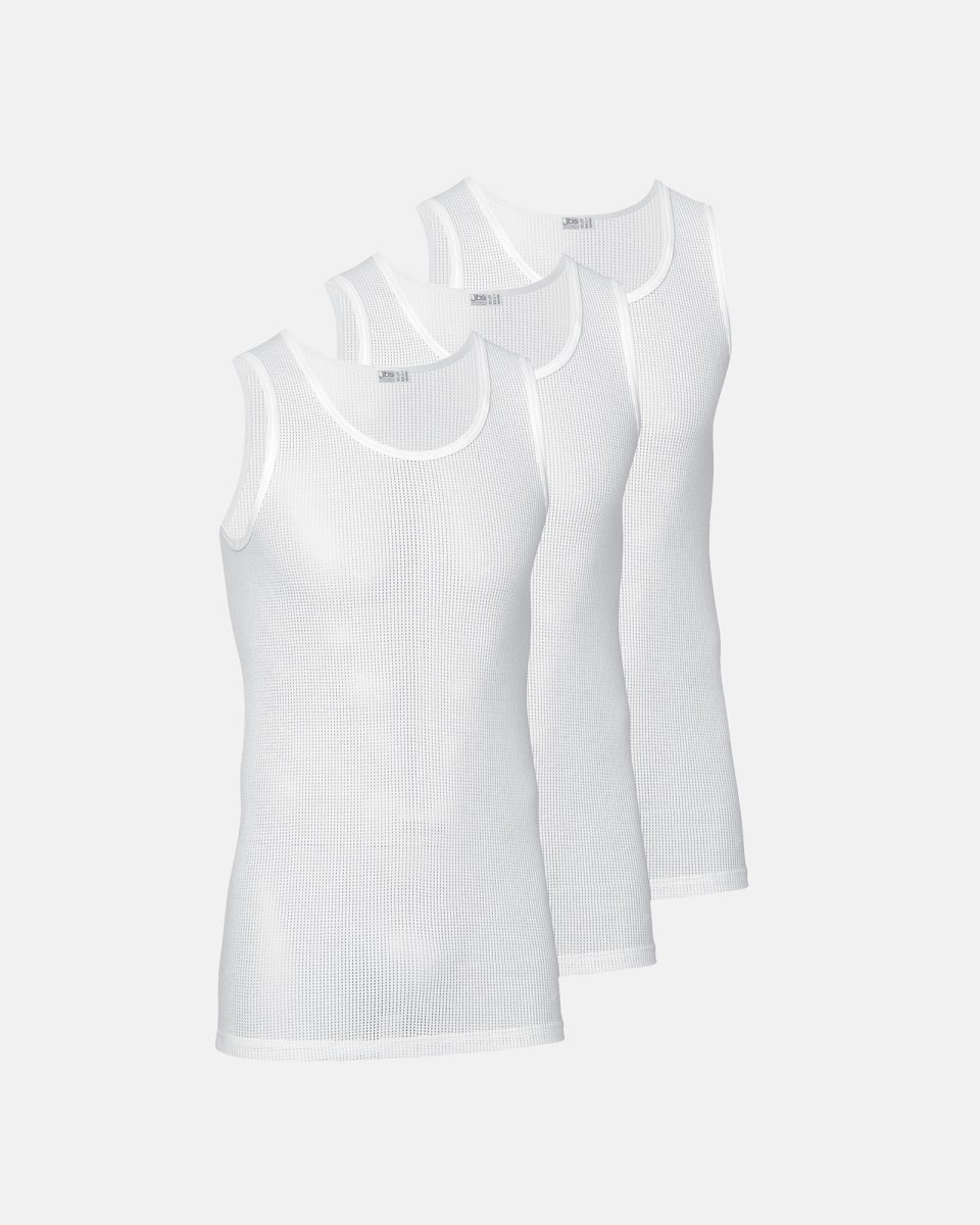 JBS Tanktop "mesh" 3-pak | 100% bomuld | Hvid - M