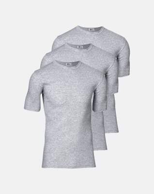 T-shirts "o-neck" 3-pak, 100% bomuld, Grå