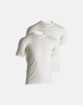T-shirts 2-pak, 100% merino uld, Hvid