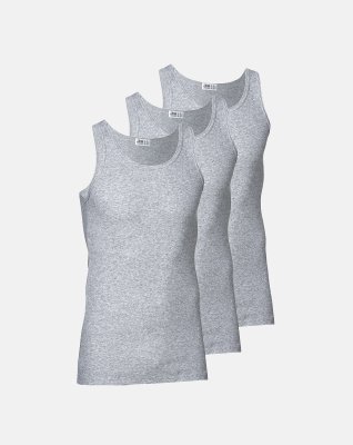 Tanktop 3-pak, 100% bomuld, Grå