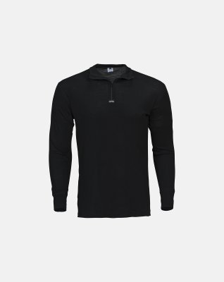 Langærmet t-shirts "zip" 2-pak, 100% merino uld, Sort