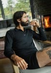 Langærmet t-shirts "zip" 2-pak | 100% merino uld | Sort -Dovre