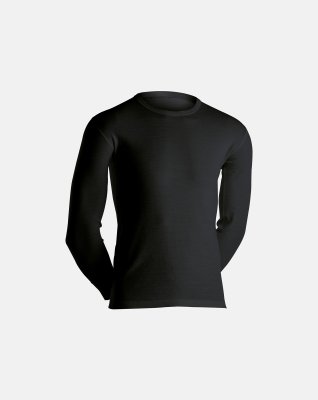 Langærmet t-shirts 2-pak, 100% merino uld, Sort