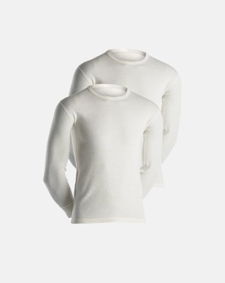 Langærmet t-shirt 2-pak | 100% merino uld | Hvid -Dovre